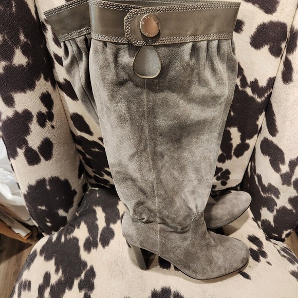 Michael Kors Boots Womens 9 M Suede Gray Grey Knee High Heel Shoes $225 MSRP - Picture 8 of 16